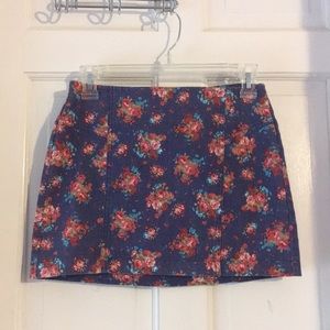 Denim floral mini skirt